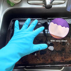 Alimat PluS 4PCS Reusable Cleaning Gloves Latex Free, Dishwashing Gloves with Cotton Flock Liner and Embossed Palm, Waterproof Household Rubber Gloves for Laundry, Gardening(Medium, Blue+Purple)