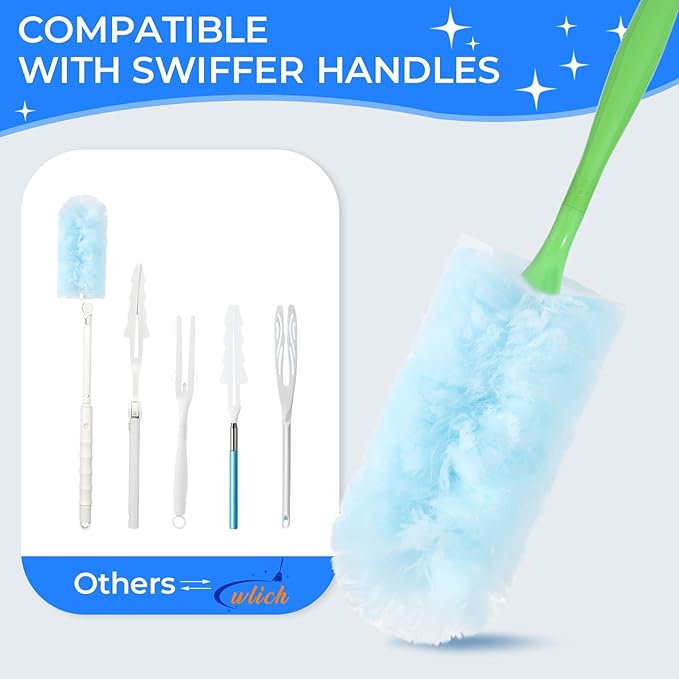 30PCS Disposable Dusters Refills Compatible with Swiffer,Bulk Heavy Duty 360 Degree Duster Replacement Head for Blinds Ceiling Fans and Furniture Dusting