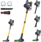 Zynet S8 Cordless Vacuum Cleaner, 500W/45KPA/40Mins Lightweight Stick Vacuum for Home, LED Display and Green Headlights, 6-Stages Filtration, Self-Standing Vacuum for Hard Floor, Carpet and Pet Hair