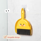 Broom Dustpan Suit Cartoon Duck Dormitory Debris Brush for Indoor Outdoor Traveling Camping Portable