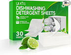 Dishwasher Detergents Sheets (30 Count) - 100% Natural Plant-Based Eco Dishwashing Soap Solid Enzymes Grease Removal & Shiny Finish Compatible with Large & Small Dishwashers Tablets Residue-Free