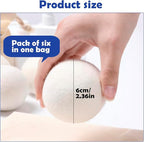 Reusable Wool Dryer Balls for Laundry, 6-Pack Handmade Drying Balls 2.36 in, Natural Fabric Softener, Helps Soften Clothes and Shorten Drying Time, with Cotton Storage Bag