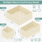RFAQK Dresser Drawer Organizer Clothes-18 Pack Underwear Clothing Drawer Organizer for Baby, Nursery, Closet-Foldable Fabric Drawer Dividers for Bedroom, Storage Bins for Bra, Socks, Belt, Tie-Beggie