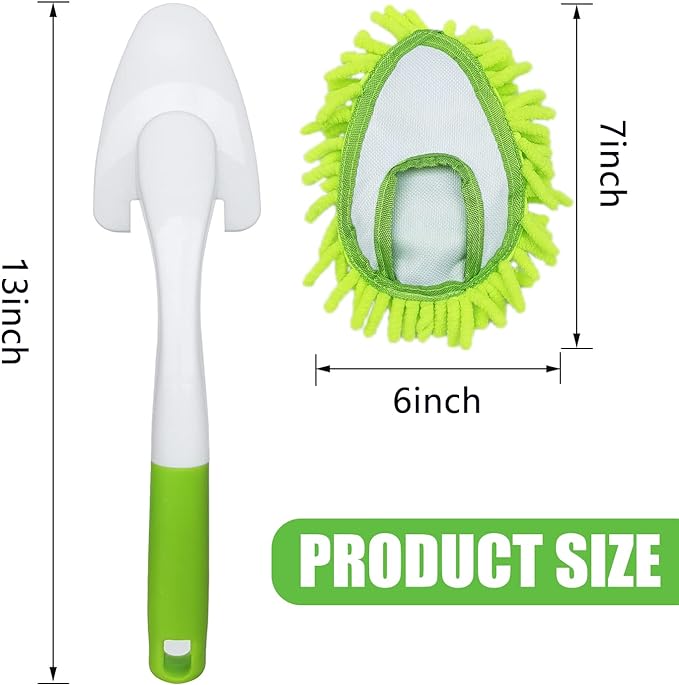 Microfiber Duster for Cleaning, Hand Washable Dusters with 4 pcs Replaceable Microfiber Head,Wet and Dry Use, Detachable Cleaning Supplies for Office, Car, Window, Furniture, Wall