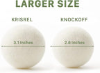 Wool Dryer Balls 6 Pack XL Laundry Dryer Balls,New Zealand Wool Natural Organic Fabric Softener,Shorten Drying Time, Baby Safe,Reduce Wrinkles