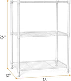 IZEUK 3 Tier Shelf, Heavy Duty Steel Wire Shelving Unit for Home, Kitchen, Laundry Room Organization, Office Storage Rack (17.7" W x 11.8" D x 26.3" H, 450LBS, White)