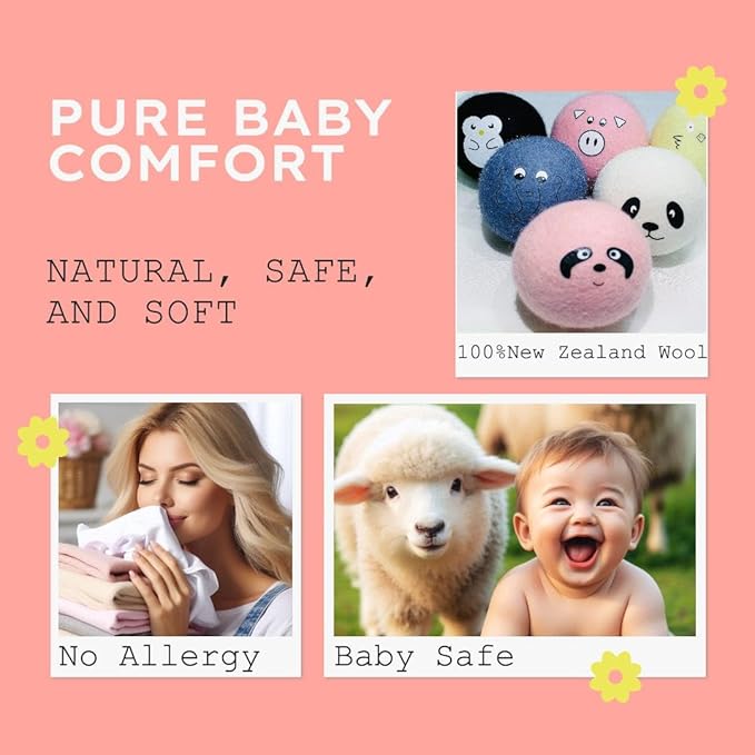 ZnX Wool Dryer Balls 6 Pack XL Eco-Friendly, Renewable and Biodegradable Crafted from 100% Organic New Zealand Sheep Wool, Wool Balls Replaces Dryer Sheets - Laundry Balls with Storage Bag