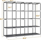 MOGELAFOO Portable Closet Wardrobe, 67-Inch Clothes Organizer with 4 Hanging Rods and 8 Shelves, Non-Woven Fabric Cover, Large Capacity Storage for Bedroom and Living Room, Grey