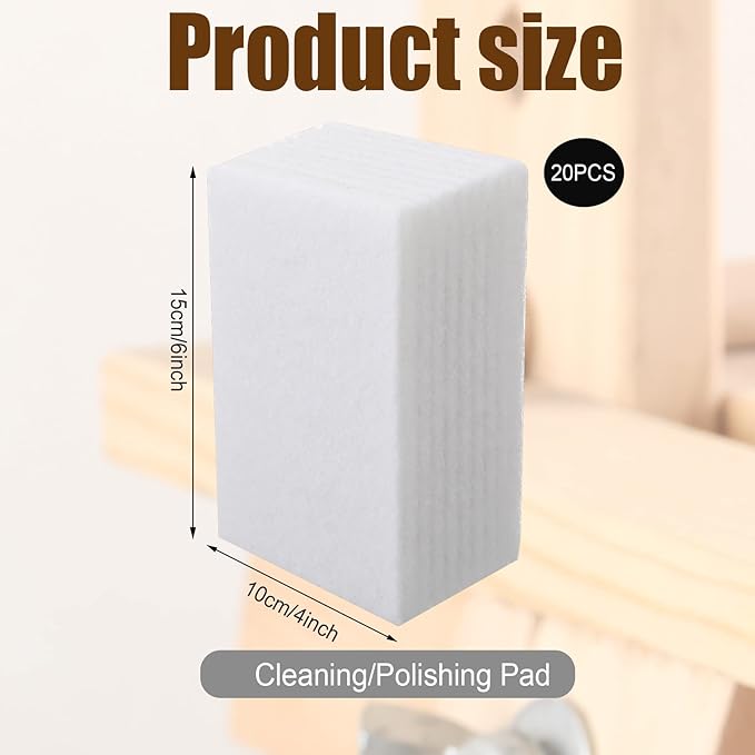 20 Pieces White Scrubbing Pad Non Scratch Scouring Pads Non Woven Scouring Sponge Multipurpose Abrasive Multi Surface Scrubber for Cleaning Polishing(4 x 6 Pulgadas)