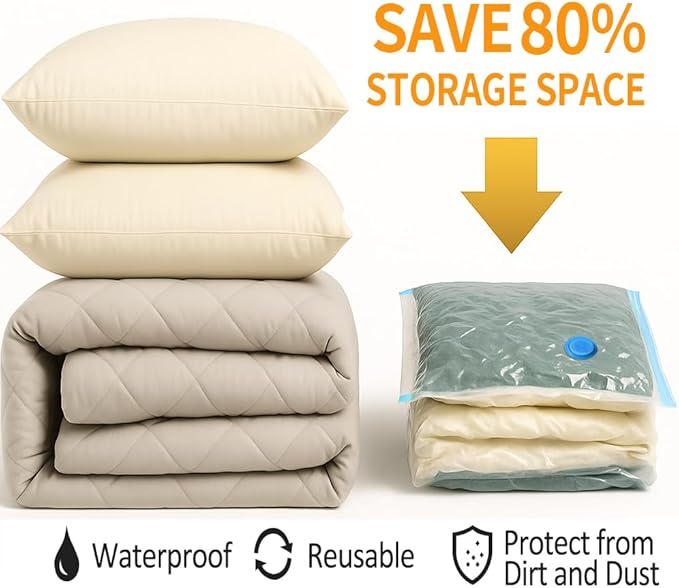 Vacuum Storage Bags with Electric Pump and Hand Pump,8 Pack Vacuum Seal Bags for Clothing,Space Saver Bags for Travel and Home(2(40 * 60) 2(50 * 70) 2(60 * 80) 2(80 * 100))