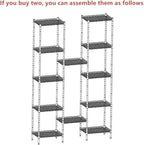 REGILLER 6 Wire Shelving Steel Storage Rack Adjustable Unit Shelves for Laundry Bathroom Kitchen Pantry Closet(Black,11.7" D x 16.8" W x 63" H)