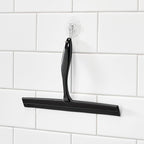 iDesign Bathroom Shower Squeegee with Wall Hook - Black/Clear
