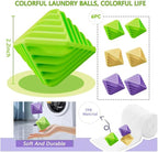 Reusable Dryer Balls Anti Static, 6 PCS Laundry Agitator Balls for Laundry, Blue Purple Yellow Non-Toxic Washing Balls Tangle Free for Washer, Softens Fabrics, Prevents Tangles, Rubik Cube