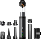 Car Vacuum Portable Cordless,18000Pa 4in1 Portable Handheld Cleaner Vacuum &Air Duster 2 Suction Modes Power Blowing&Inflating, Brushless Motor Vacuum with Multi Nozzles for Car,Keyboards, Office,Pet