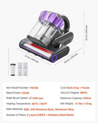 VEVOR Mattress Vacuum Cleaner, 550W Bed Vacuum Cleaner with 18Kpa Powerful Suction and Dual Dust Bin, HEPA Filter & Heating, Ultrasound Tech & Cleaning Lights, Handheld for Bed, Sofa, Corded, Gray