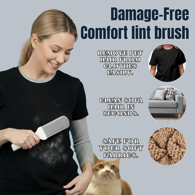 SufurLint 4 in 1 Multi - Pet Hair Lint roller Brush - Lint Remover tool - Cat Dog Hair Removal, Furniture, Carpet rake, rug, Clothes, Car Seat cleaning - fur Remover cleaner, mini rollers, magic brush