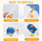 Reusable Duster Refill Compatible with Swiffer - 5 Pack 360° Electrostatic Duster Refills with Handle - Heavy Duty Dusters Refills for Dust, Hair, Furniture, Blinds & Ceiling Fans