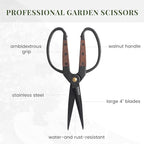 Garden Flower Bonsai Scissors 2 Pcs Walnut Wide Handles Pruning Gardening Scissors Floral Shears for Gardening,Succulent Harvest, and Precision Plant Trimming Care