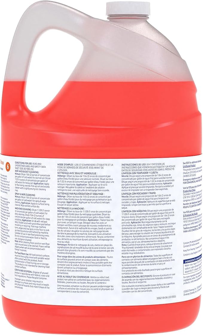 Diversey 903904 Stride Citrus Neutral Cleaner, Commercial Floor Cleaner, Citrus Scent, Concentrate, 1-Gallon