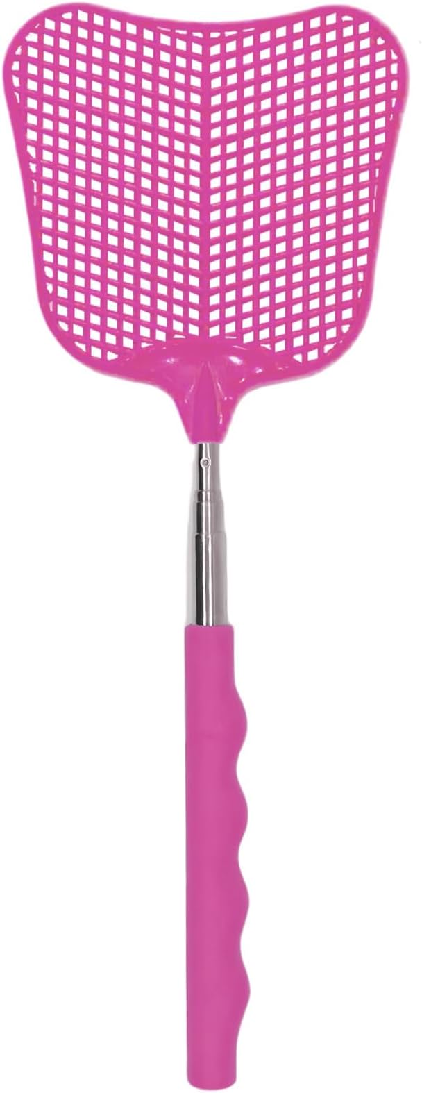 MYSTICHOME Fly Swatter 1 PCS, Durable Heavy Duty Plastic Fly Swatters, Stainless Steel Telescopic FlySwatter for Indoors/Outdoor/Kitchen/Garden (Roes Red)