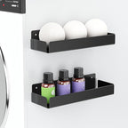 2PCS Dryer Ball Holder Wall Mounted, Dryer Balls Container Shelves for Laundry Room, Metal Self Adhesive Dryer Balls Dispenser for Laundry Accessories Organization and Storage, Black