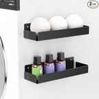2PCS Dryer Ball Holder Wall Mounted, Dryer Balls Container Shelves for Laundry Room, Metal Self Adhesive Dryer Balls Dispenser for Laundry Accessories Organization and Storage, Black