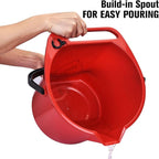 Matthew Cleaning 4.2 Gallon Mop Bucket, Heavy Duty Plastic Cleaning Bucket with Built-in Pour Spout, Mop Holder and Comfort Grip Handle, House and Commercial Cleaning Supplies, 2 Pack Red