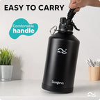 Swigina Insulated Water Bottle with Silicone Boot (36hrs Cold/18hrs Hot) - DIY Stickers, [2-in-1 Lid], BPA Free, 128 oz