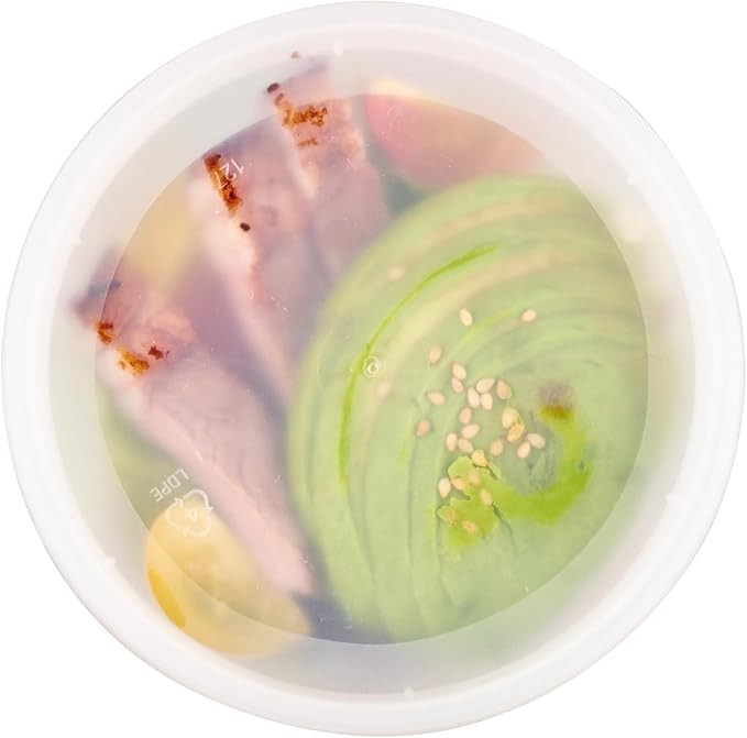 Asporto 12 Ounce To Go Boxes, 100 Microwavable Round Soup Containers - Clear Plastic Lids Included, Do Not Contain BPA, Clear Plastic Soup Containers, Disposable - Restaurantware