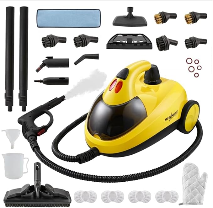 Heavy Duty Steam Cleaner with 2L Large Water Tank, 28-in-1 Multipurpose steam cleaner for home, High Temperature Deep Cleaning for Grout, Floor, Tile, Oven, Car, Window&Kitchen，no chemical