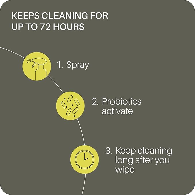 Everneat Probiotic Surface Cleaner Concentrate – Cleans for Days, Refillable, Non-Toxic | Glass Spray Bottle | Lavender, Clary Sage, Copaiba & Orange | 1 oz (Just Add Water)