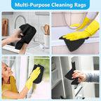 GLIMGLINT Black Microfiber Cleaning Cloth, 100 Pack Cleaning Rags, Lint-Free, Ultra Absorbent Reusable Paper Towels for Home, Kitchen, Car, Garage or Shop, Dish Rags, 11" x 9"