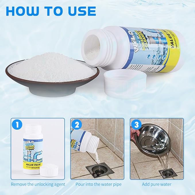 2025 Upgrade Sink Drain Cleaner, Sink and Drains Cleaner, Multi-functional Sink and Drain Cleaner Powder Cleaning, Drains Foam Cleaner, Powerful Pipe Dredging Agent for Kitchen Toilet (3Pcs)