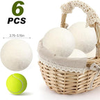Wool Dryer Balls Reusable Laundry Dryer Balls Natural Fabric Softener Dryer Sheets Replacement for Reducing Clothing Static and Wrinkles, Set of 6PCS