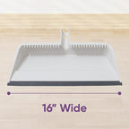 Superio 3-Pack Wide Plastic Dustpan with Comb - 16" Wide, Rubber Lip, Broom Handle Clip, White