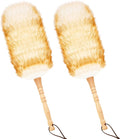 Lambswool Duster for Cleaning with Solid Wooden Handle Leather Hang Strap 19.6 inch Natural Feather Duster for Cleaning Ceiling Fans Window Blinds Computer Furniture(2 Pack)