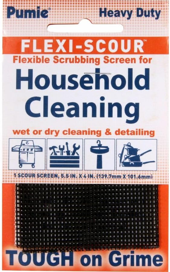 PUMIE Flexi-Scour, 5.5 x 4 Inch FLEX-12 C, Flexible Scrubbing Screen for Household Cleaning, Flexible Scouring Mesh Pad, Abrasive Grit Screen for Toilet Bowls, Grills, Removes Carbon, Rust (Pack of 1)