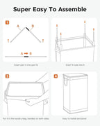SOLEDI Laundry Hamper with Lid 100L Large & Tall Collapsible Laundry Basket, Clothes Hamper with Bag Removable Easy to Carry, Dirty Hampers for Bedroom, Bathroom, Dorm, College, Grey