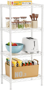 Golpart 4 Tier Adjustable Storage Shelves Metal Utility Shelf Wire Shelving Unit Organizer Rack for Home Kitchen Office Bathroom Pantry Room 12" D x 18" W x 44" H