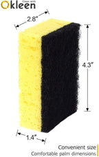 Yellow Multi Use Scrub Sponge. Made in Europe. 9 Pack, 4.3x2.8x1.4 inches. Odorless Heavy Duty and Non Scratch Fiber. Durable and Delicate Scrubber for Hard Dirty Surfaces in Daily Cleaning