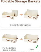 StorageWorks Closet Storage Bins, Trapezoid Organizer Box for Shelves, Fabric Clothes Bin, Foldable Organizing Baskets with Handles, Large, Ivory White, 3-Pack