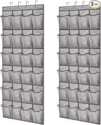 GORILLA GRIP Over the Door Shoe Organizer, 2 Pack, 24 Breathable Mesh Pockets, Space Saving Hanging Storage Holder, Closet Rack Hanger Holds Up to 40 lbs, Hangs on Closets, Shoes, Accessories, Grey