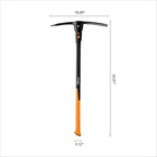 Fiskars Pro IsoCore Dual-Ended Pickaxe and Hoe – 36-Inch Shock-Absorbing Handle – Durable Forged Steel for Digging and Cultivating - Orange/Black