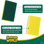 Dish Sponge, Non Scratch Sponges, Heavy Duty Scrub Sponge 24 Pack, Kitchen Scrub Sponges, 2.8x4 inch, Pads for Dishes, for Use Everyday for Tough Messes dualsided SPONGE WORLD
