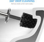 SetSail Toilet Brush, Compact Size Toilet Bowl Brush and Holder Toilet Brushes for Bathroom with Stainless Steel Handle Toilet Cleaner Brush with Durable Scrubbing Bristles, 4 Packs