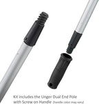 Unger Professional AquaDozer Max Kit, 36” Smooth Surface Curved Floor Squeegee and 48” Dual End Pole, Rubber Blade Scrubber and Broom for Concrete, Asphalt, and Tough Cleaning Jobs
