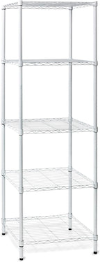 Honey-Can-Do 5-Tier Heavy-Duty Adjustable Shelves, Metal Storage Rack with 250-lb Shelf Capacity, White, 18" W x 24" L x 72" H