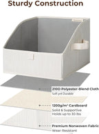 StorageWorks Closet Storage Bins, Trapezoid Organizer Box for Shelves, Fabric Clothes Bin, Foldable Organizing Baskets with Handles, Small, 3-Pack, Mixing of Beige, White & Ivory