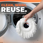 Grazie Spin Mop & Bucket Set - 360° Self-Wringing System, Stainless Steel Handle - Hands-Free Floor Cleaning for Hardwood, Tile, Laminate - Includes 2 Washable Microfiber Mop Head Refills
