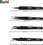 Precision Tweezers Set, Kaisi 10 PCS ESD Tweezer Set, Anti-Static Stainless Steel Tweezers Kit Curved Tweezers for Craft, Jewelry, Electronics, Laboratory Work